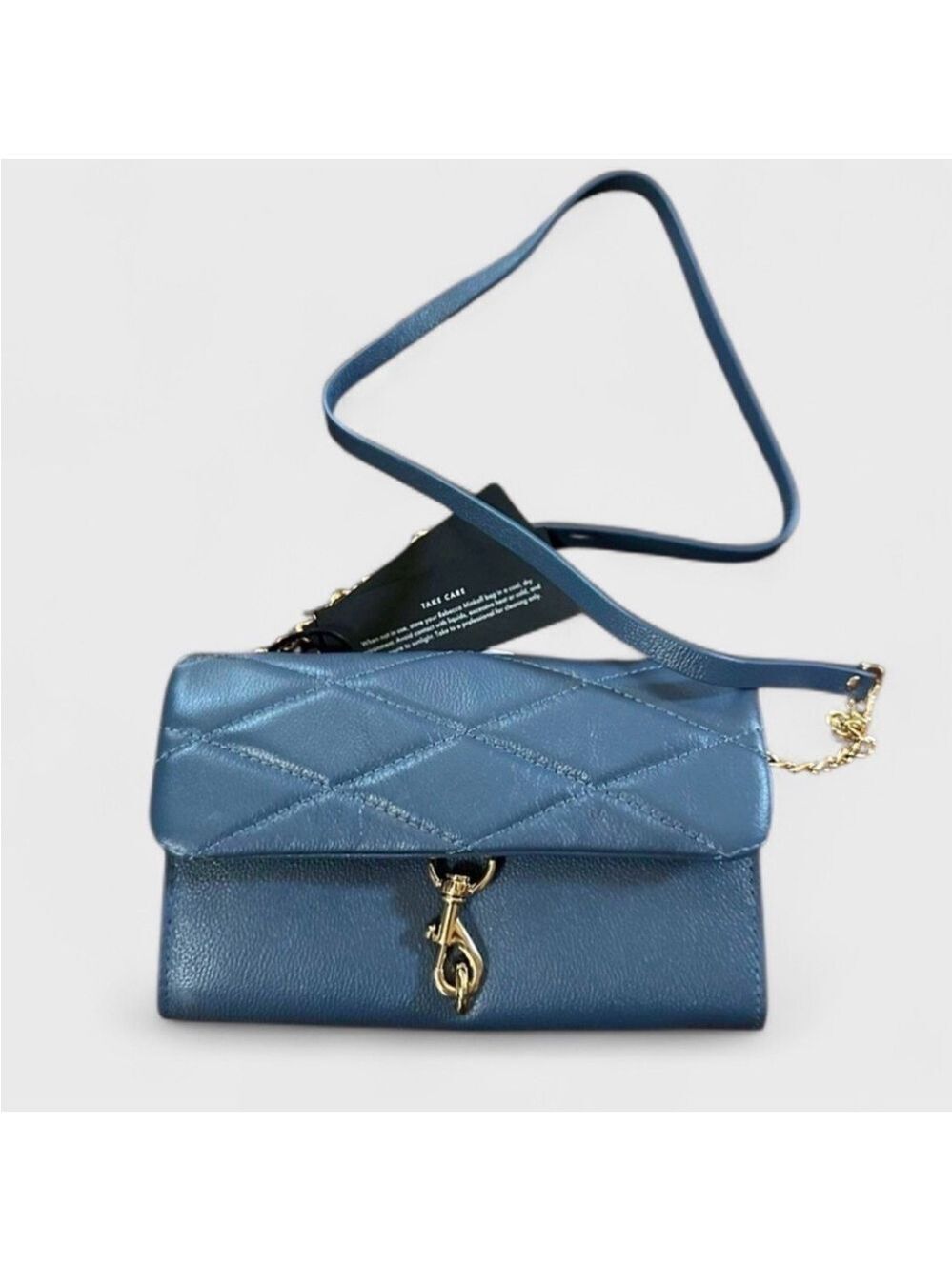 Rebecca Minkoff Edie Wallet on Chain Crossbody Blue Slate NWT - Picture 2 of 13